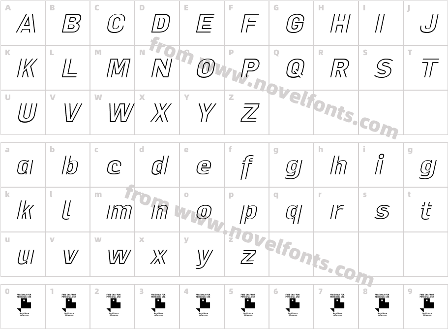 La Pejina Italic FFP ItalicCharacter Map