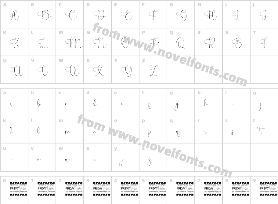 Landyon Script Font RegulerCharacter Map