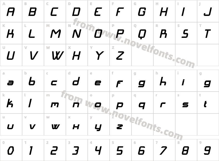 Langó BoldItalicCharacter Map