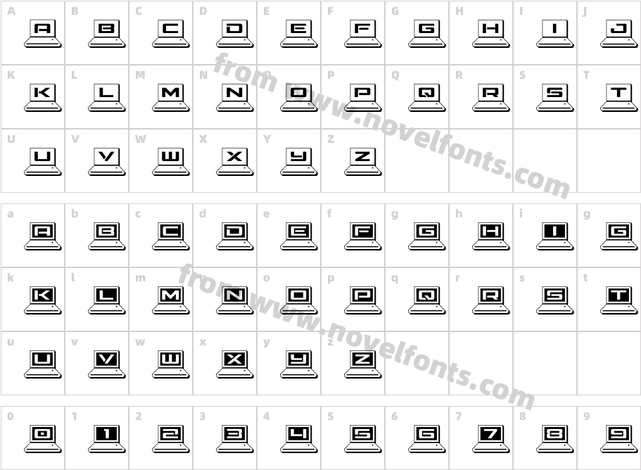 LapTop Outline 2Character Map