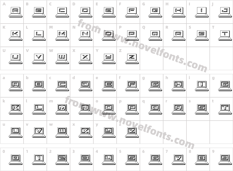 LapTop OutlineCharacter Map