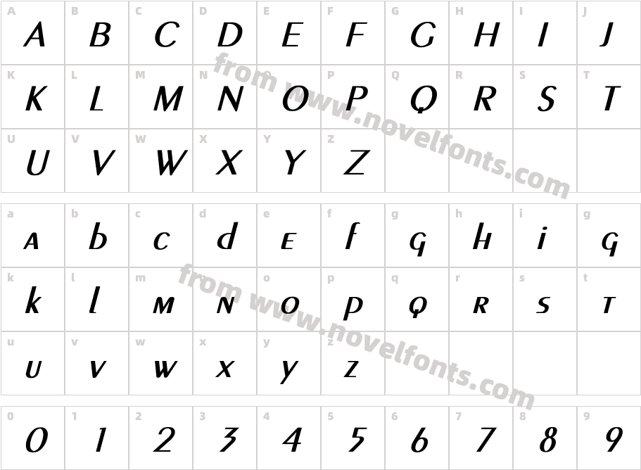 Larwell-Light Bold ItalicCharacter Map