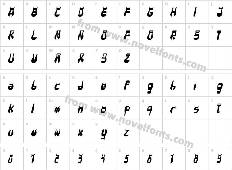 CotoCity ItalicCharacter Map