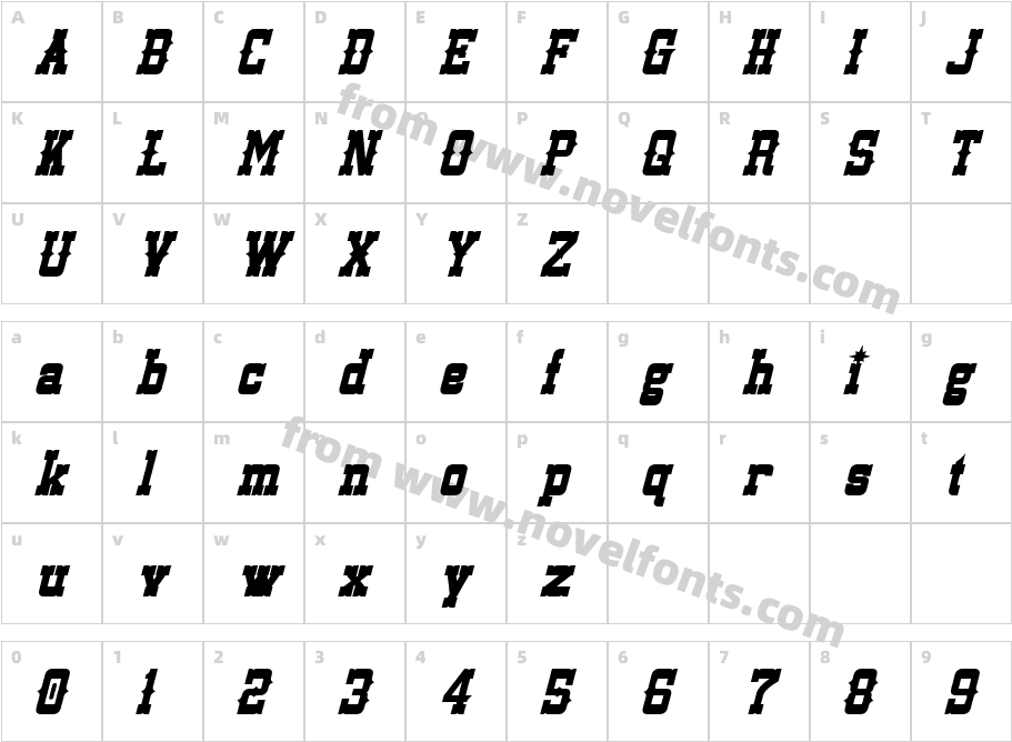 Lassiter Bold ItalicCharacter Map