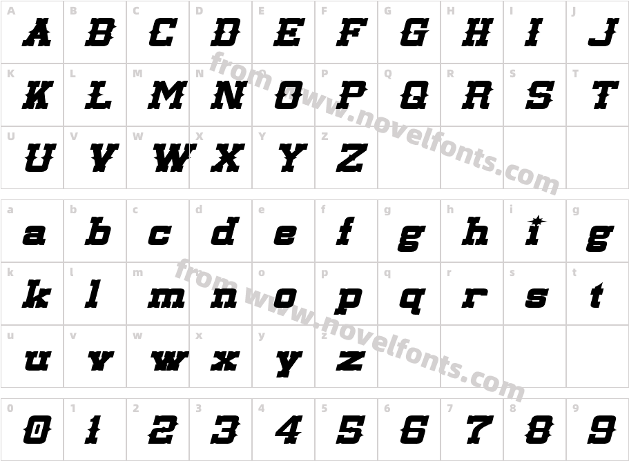 Lassiter Extended Bold ItalicCharacter Map