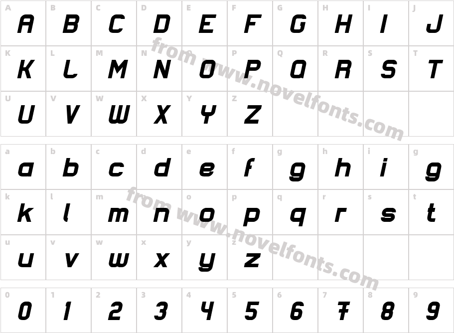 Lastwaerk black ObliqueCharacter Map