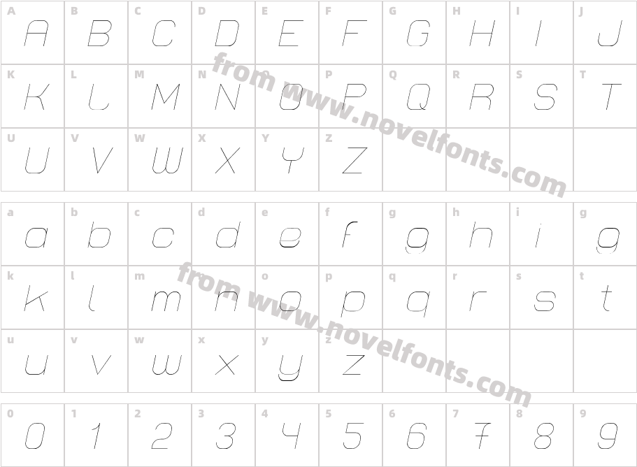 Lastwaerk thin ObliqueCharacter Map