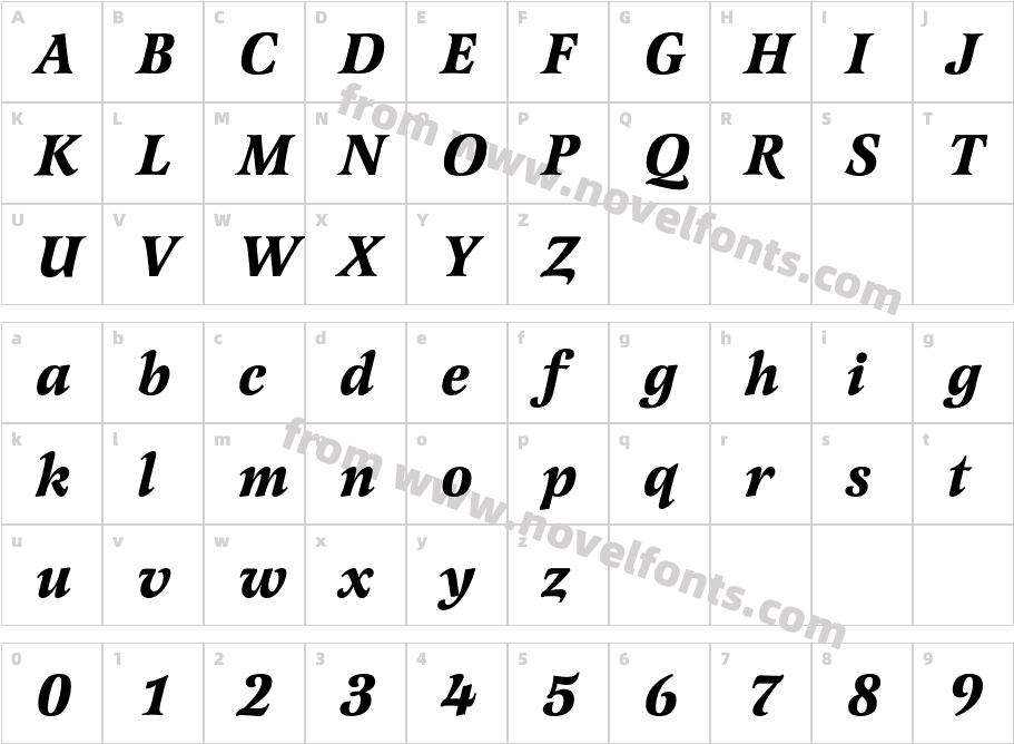 LatienneEF-BoldItalicCharacter Map