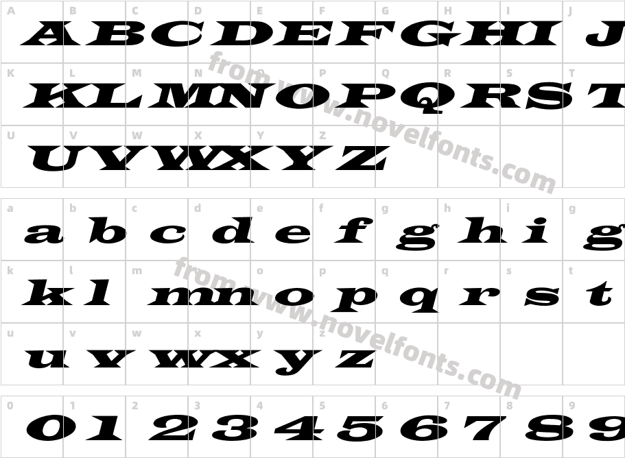 Latin-WideExtObl-NormalCharacter Map