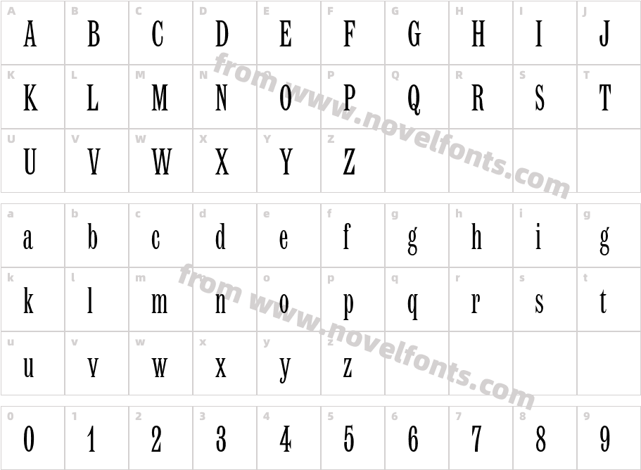 LatinMTStd-CondensedCharacter Map