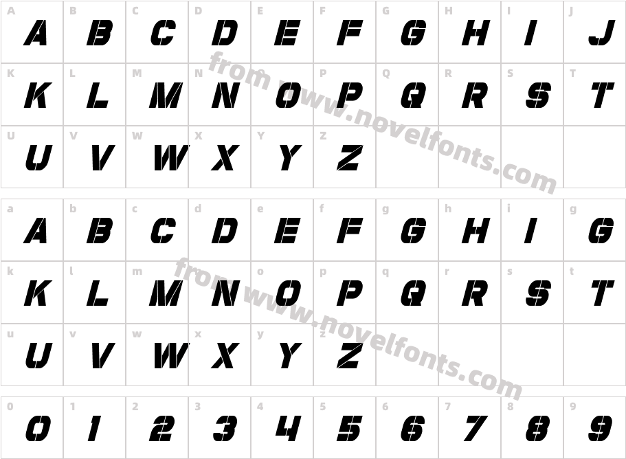 Coulson Condensed ItalicCharacter Map