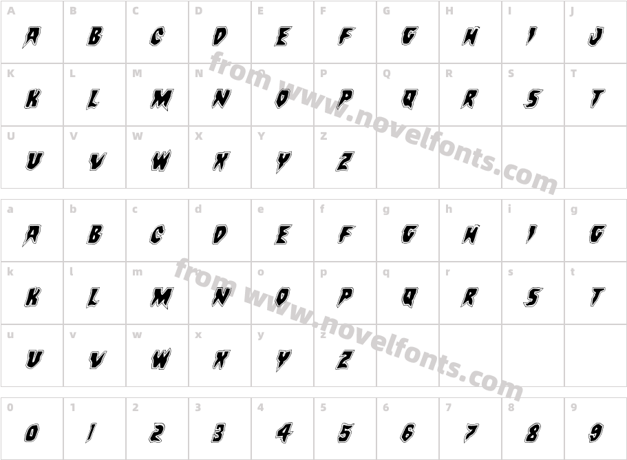 Count Suckula Academy ItalicCharacter Map