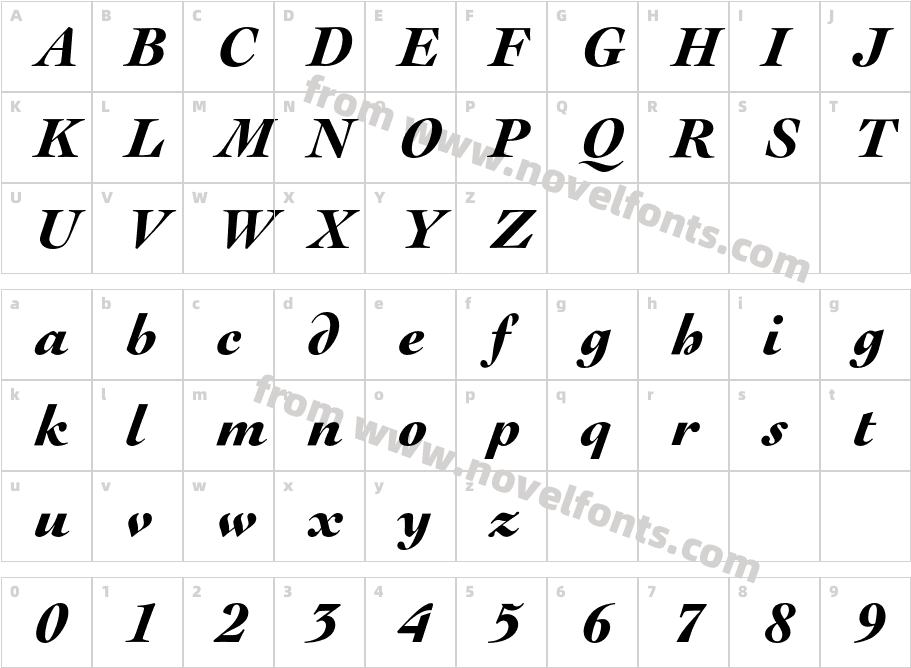 LeCochinBQ-BoldItalicCharacter Map