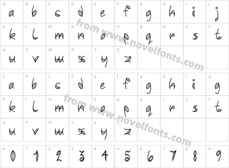 Leafy fontCharacter Map