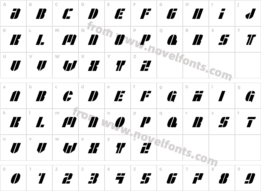 League Wars Condensed ItalicCharacter Map