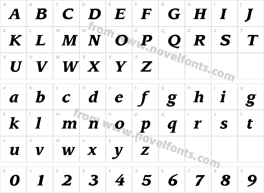 LeawoodEF-BlackItalicCharacter Map