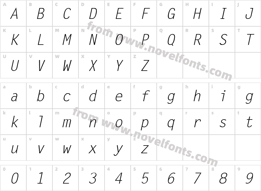 Lechter ItalicCharacter Map