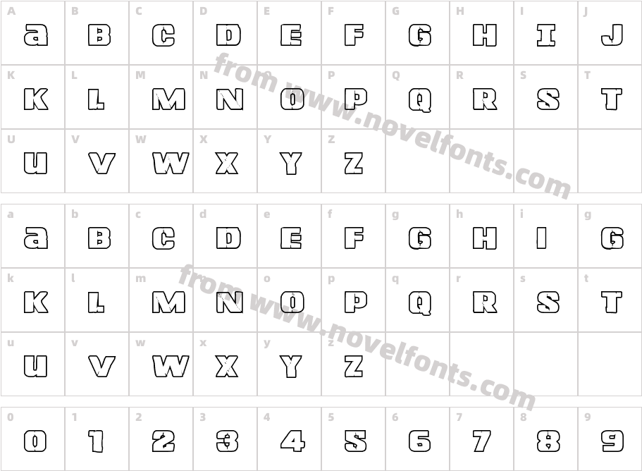 Left Hand Luke Bold OutlineCharacter Map