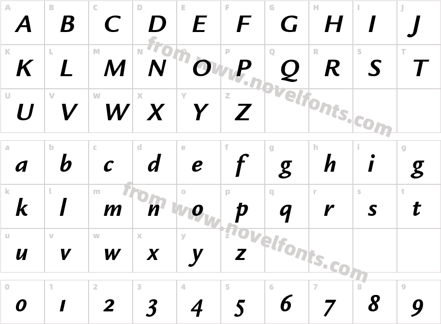 Legacy Sans OS ITC TT BoldItaCharacter Map