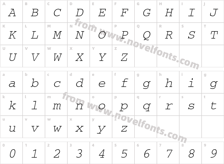 Courier ITALICCharacter Map