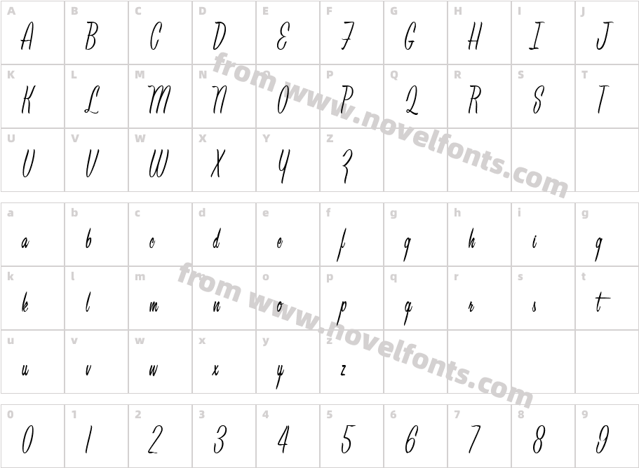 Leisure ScriptCharacter Map