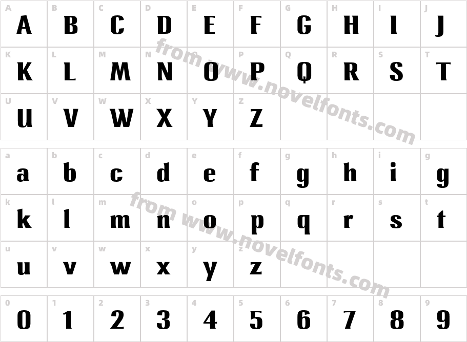 Lennox ITC BoldCharacter Map