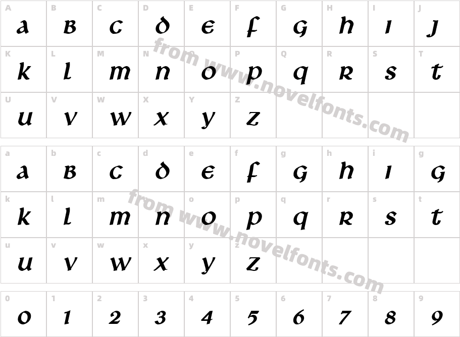 Leo BoldItalicCharacter Map