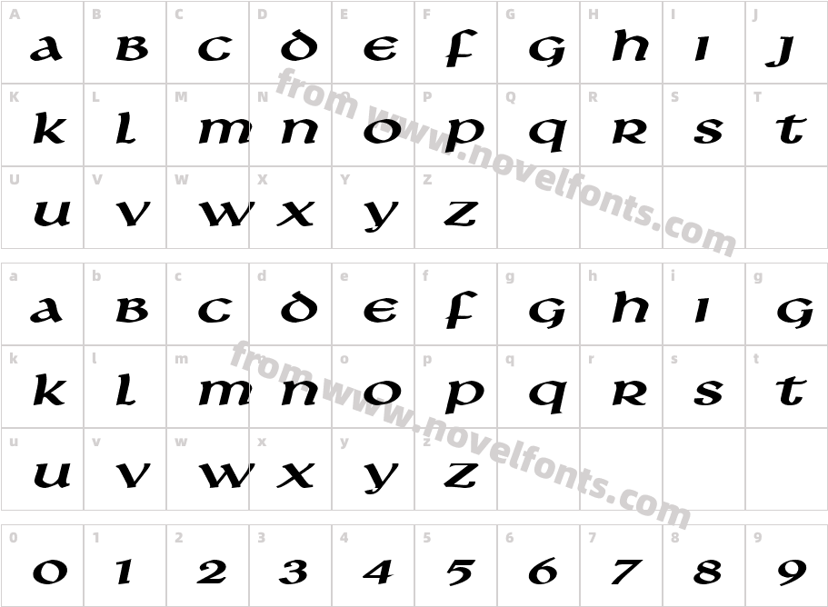 Leo Extended BoldItalicCharacter Map