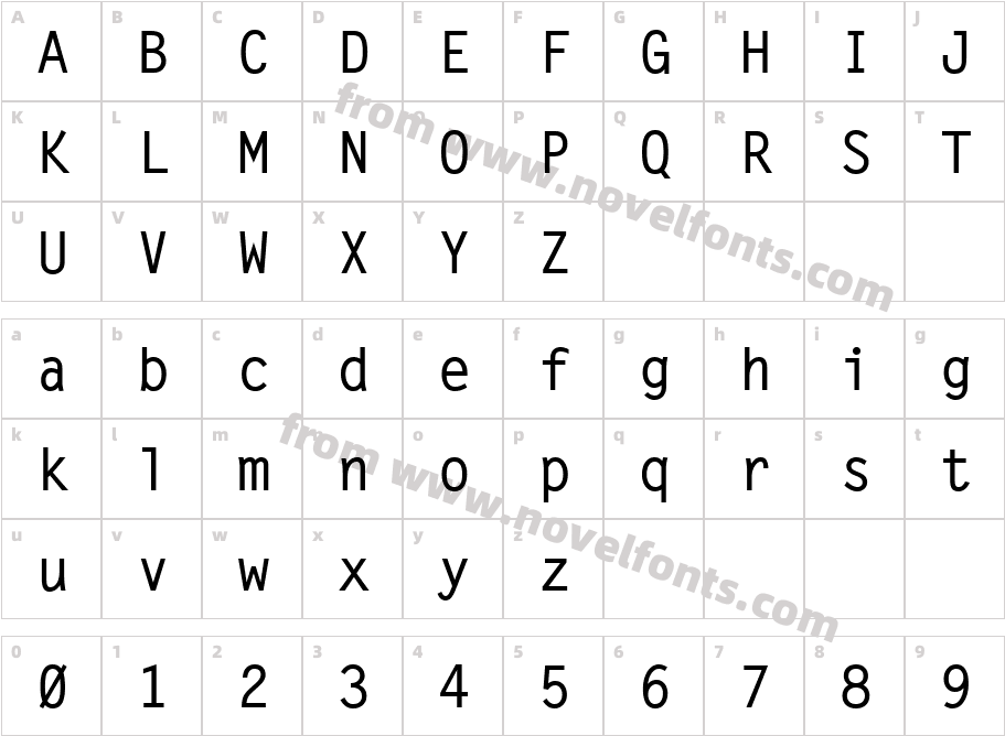 Letter Gothic MT BoldCharacter Map