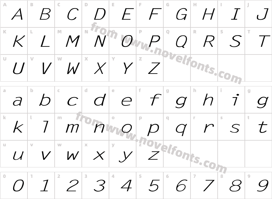 LetterGothic-Italic ExCharacter Map