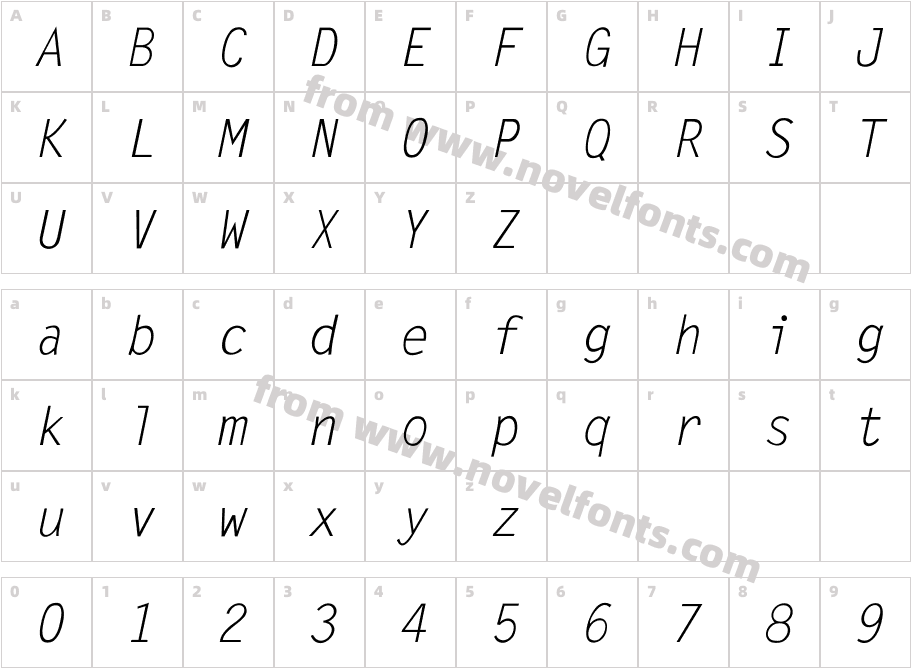 LetterGothic-ItalicCharacter Map