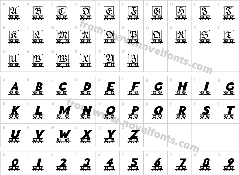 LetterTrain BoldItalicCharacter Map