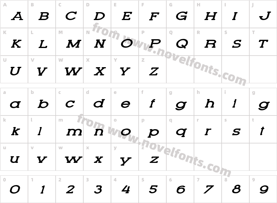 Lettering Set New ItalicCharacter Map