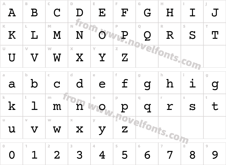 CourierPrimeCharacter Map