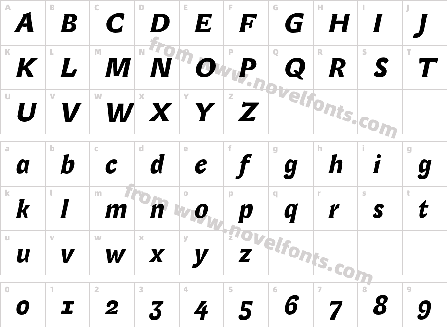 LexiconGothic-BoldItalicCharacter Map