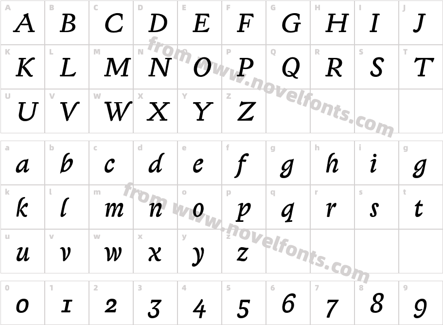 LexiconGothic-ItalicCharacter Map