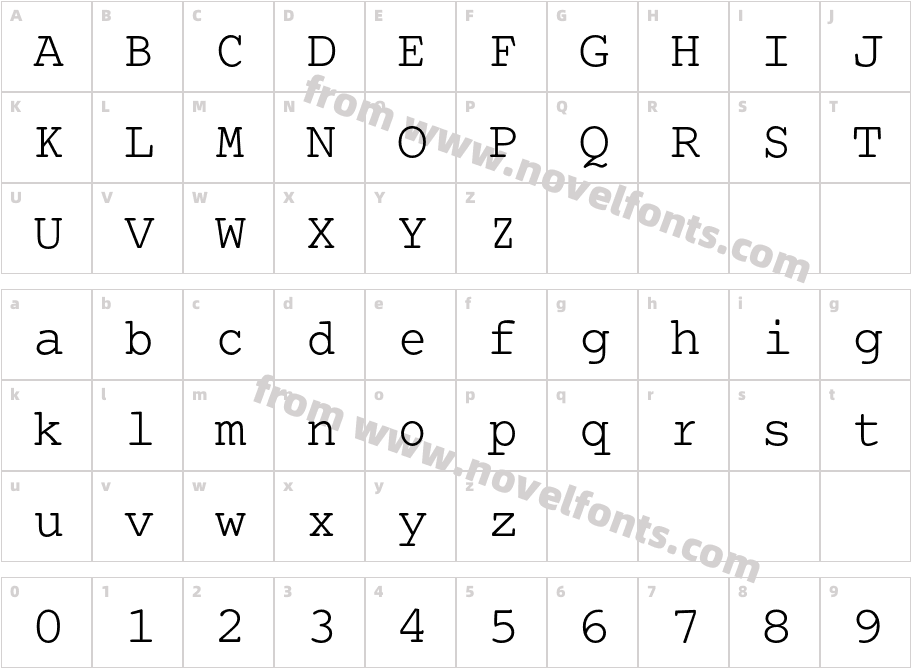 CourierTwelveMTStdCharacter Map