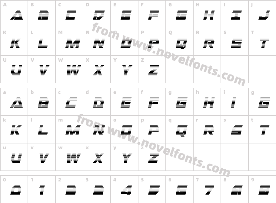 Liberty Island Gradient ItalicCharacter Map