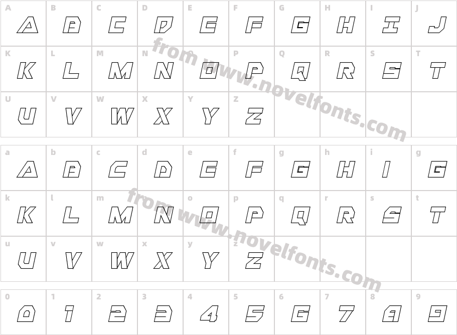 Liberty Island Outline ItalicCharacter Map