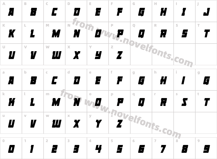 Liberty Legion Condensed ItalicCharacter Map