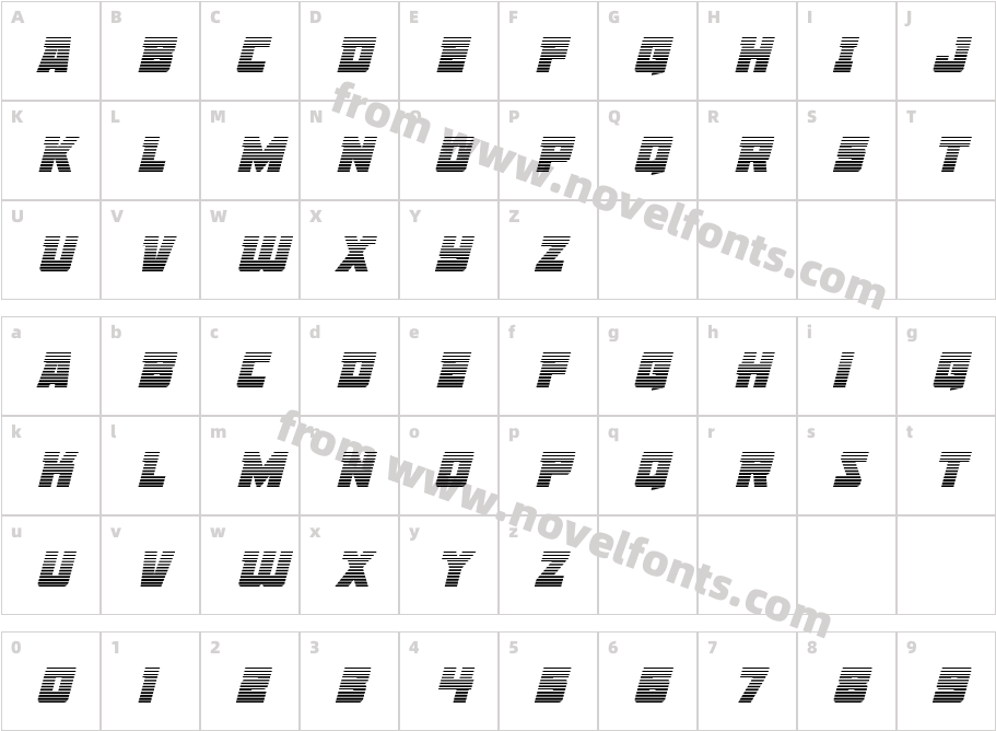 Liberty Legion Gradient ItalicCharacter Map