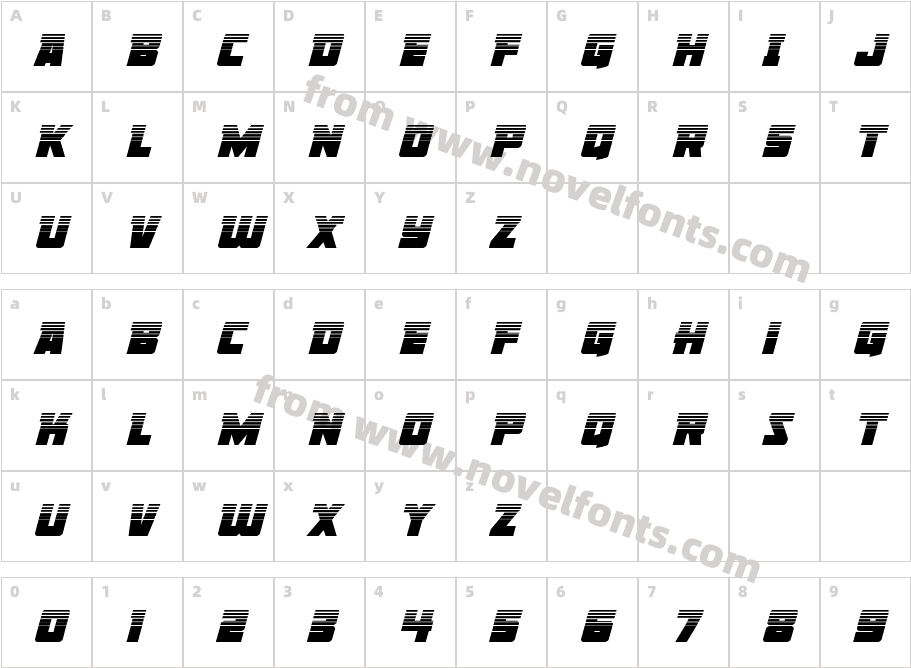 Liberty Legion Halftone ItalicCharacter Map