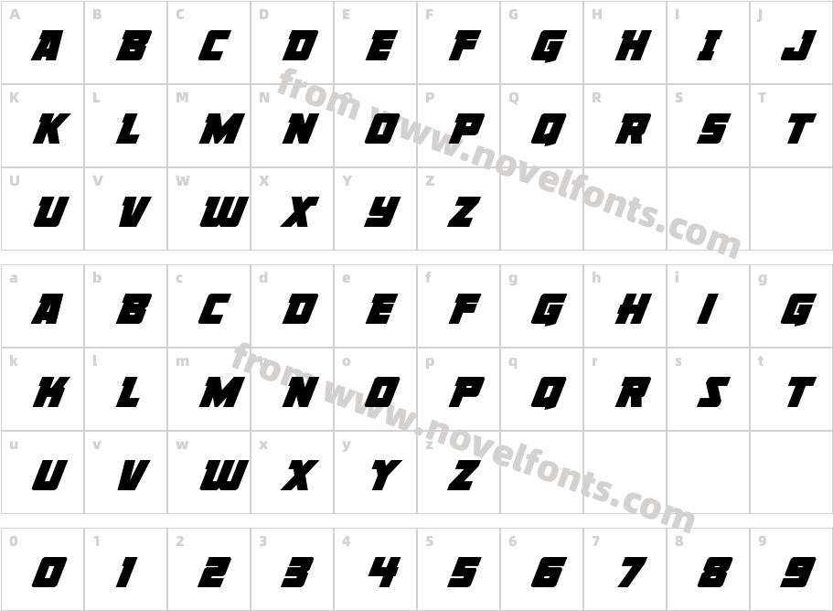 Liberty Legion Super-ItalicCharacter Map