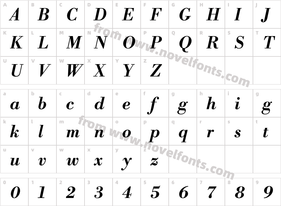 Libre Bodoni Bold ItalicCharacter Map