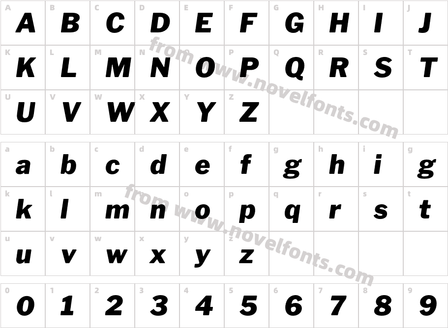 Libre Franklin Black ItalicCharacter Map