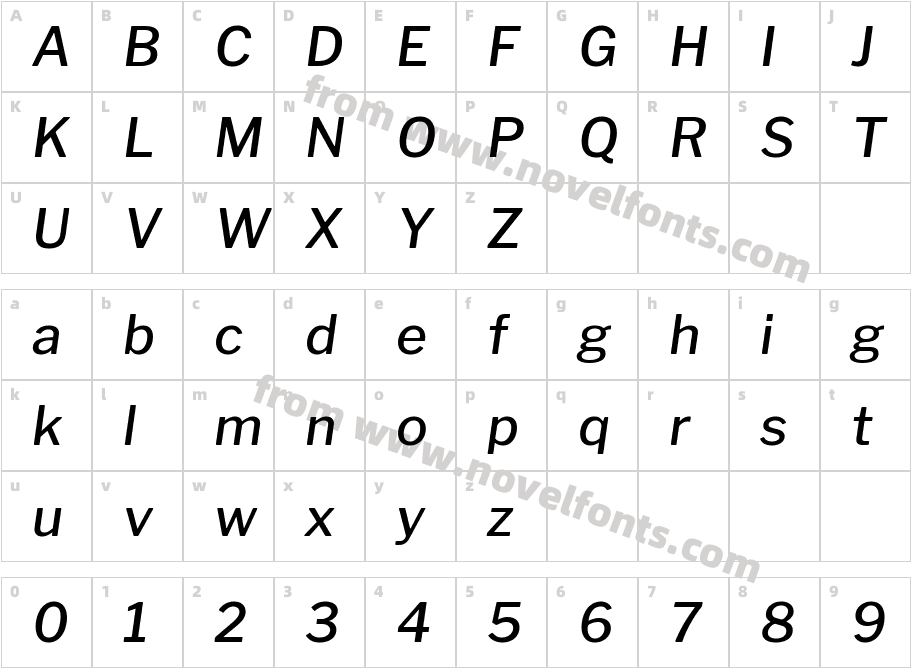 Libre Franklin Medium ItalicCharacter Map