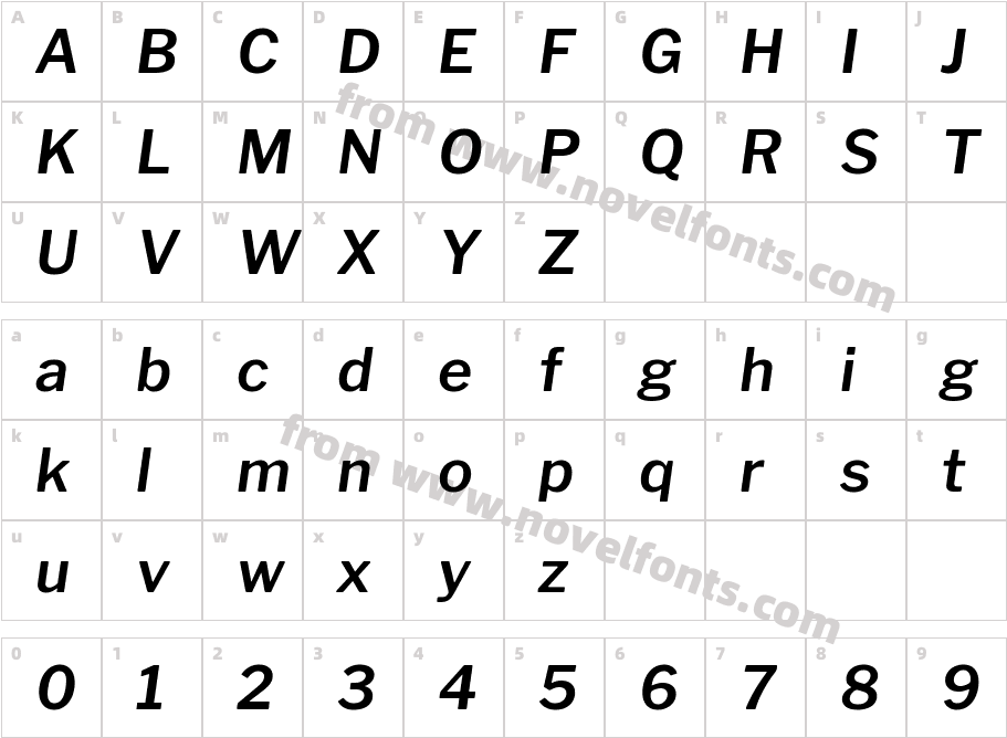 Libre Franklin SemiBold ItalicCharacter Map