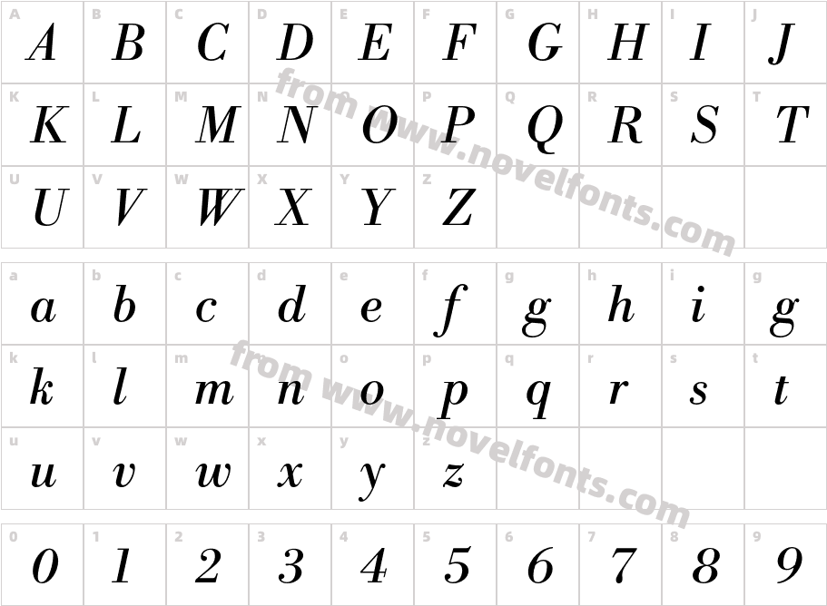 LibreBodoni-ItalicCharacter Map