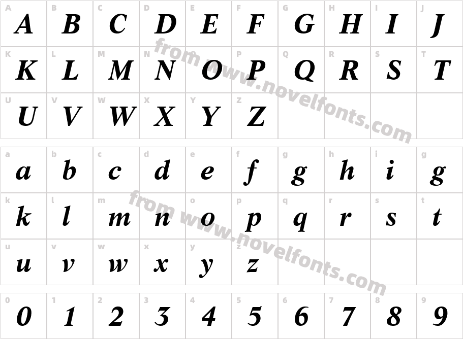 Life BT Bold ItalicCharacter Map