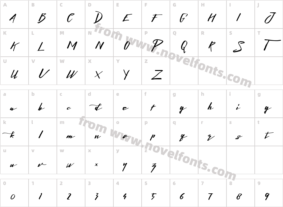 Lightening Free FontCharacter Map